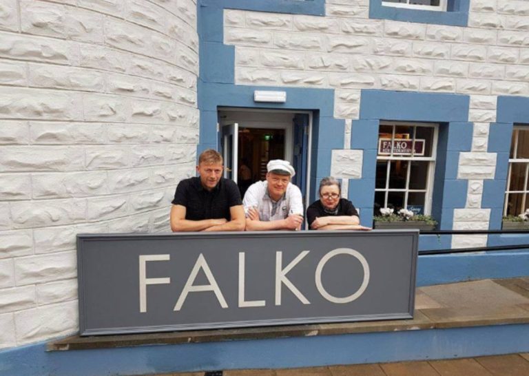 Falko staff outside restaurant premises