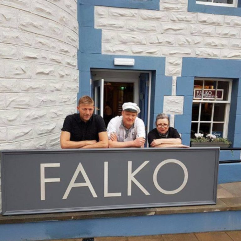 Falko staff outside restaurant premises