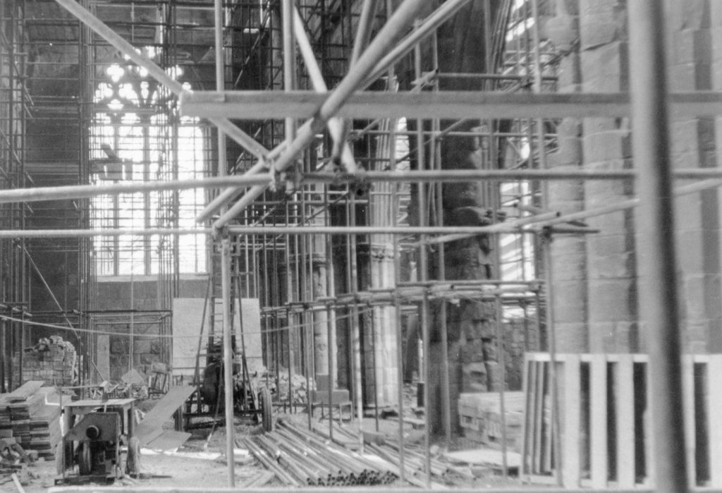 Scaffolding in St Marys Church during restoration